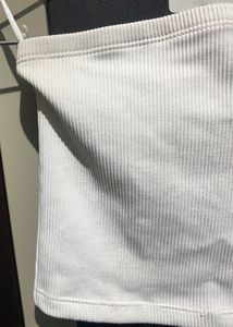 Ribbed White Tube Top