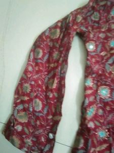 Maroon Printed Kurta