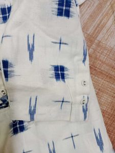 white ikkat tunic cum overcoat