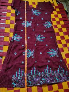 Maroon Kurta with Peacock Embroidery