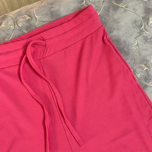 Bright Pink Ribbed Trousers