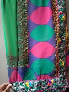 Vibrant Yellow Saree with Floral Border