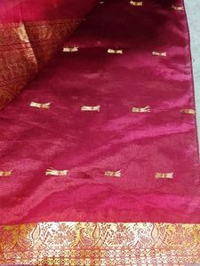 new women trendy Saree 🧿 Elegant Red &amp; Gold