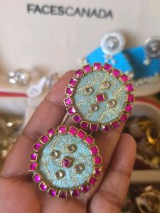 Stunning Blue & Pink Stud Earrings