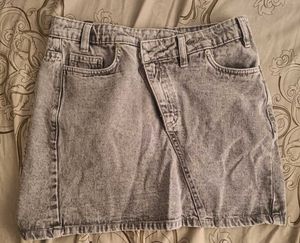 Grey Wash Denim Skirt