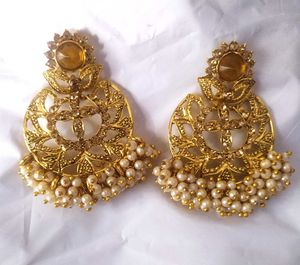 Golden Pearl Earring Tika Set