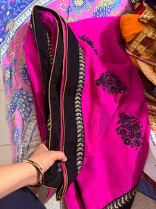 Vibrant Pink Embroidered Saree