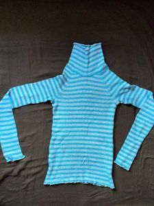 Blue Striped Long Sleeve Top