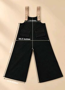 BLACK RIBBED WIDE-LEG DUNGAREES WITH BEIGE STRAPS