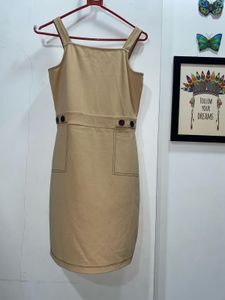 Retro Button-Detail Pinafore Dress