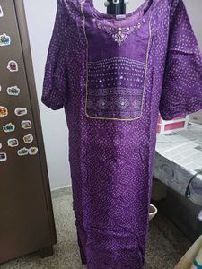 Vibrant Purple Bandhani Kurta