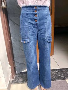 Blue Denim Cargo Pants