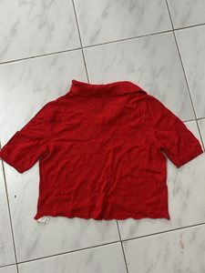 Red Collared Crop Top