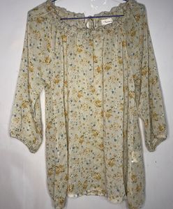 Floral Print Peasant Top