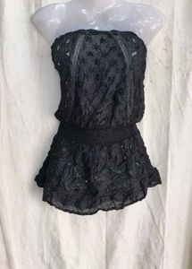 16109. Black Lace Strapless Top