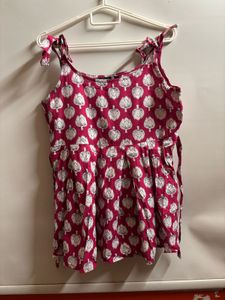 Stylish Pink Printed Cotton Kurti