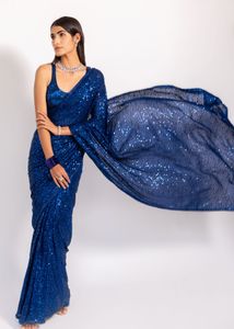 Sparkling Royal Blue Sequin Saree