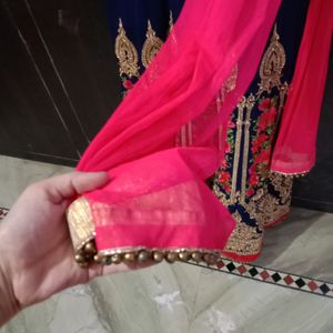 Party Wear Pink And Blue Gown