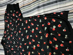 Chic Cherry Print Mesh Top