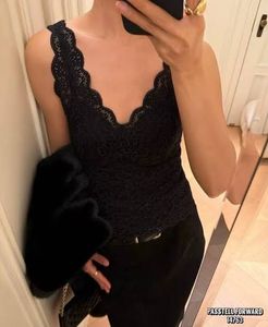 Black Lace Camisole Top