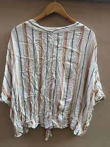 Striped Tie-Front Cropped Top