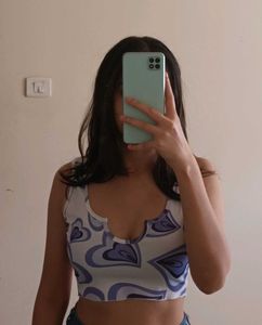 Y2k Heart Print Notch-Neck Tank