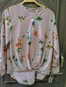 Striped Floral Print Top