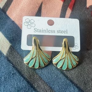 Teal & Gold Earrings