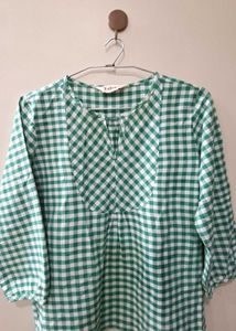 Green Gingham Cotton Top