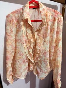Floral print off white top