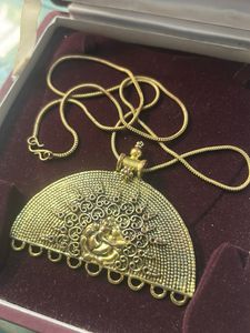 Ornate Gold oxidised Pendant Necklace