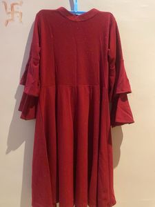 Burgundy Dress with Bell Sleeves