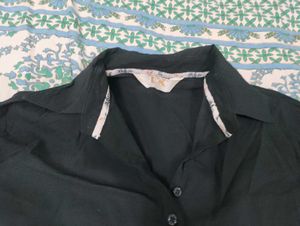 Black Button-Down Top