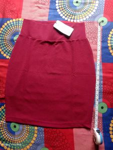 Elegant Maroon Pencil Skirt – Tropical Garden Full