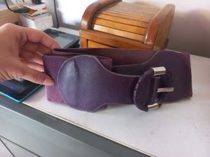 Stylish Purple Pure Leather and Elastic Belt