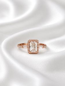 Rose Gold Sparkling Square Cut Ring (New)