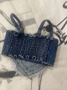 Denim Heart Bikini Top
