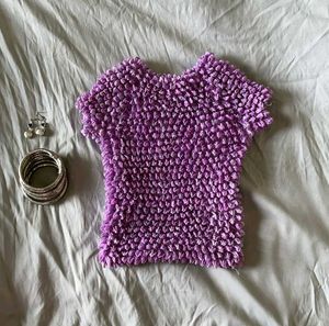 Purple Textured Crop Top