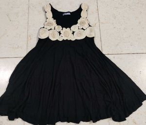Black Dress/ Top with Floral Applique