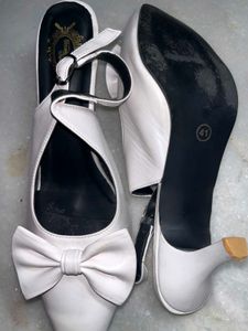 white bow heels