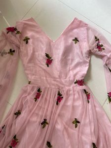 Pink Embroidered Ethnic Gown