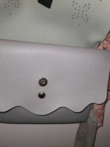 Grey Bow Detail Crossbody Bag with Pom Po