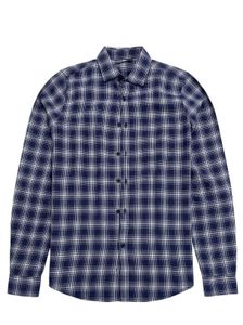 Men's Navy Plaid Long Sleeve Shirt