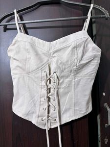 White Corset Top with Lace-up Front