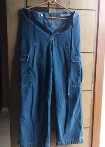 Women's Blue heavy Denim Cargo Pants
