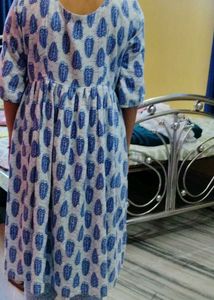 Blue Leaf Print Kurta Set