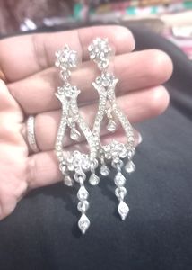 Silver Jarkan Party Wear Earrings