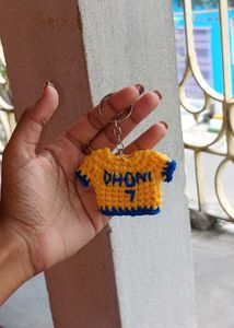 Crochet Dhoni Jersey Keychain