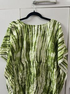 Green &amp; White Tie-Dye Kaftan