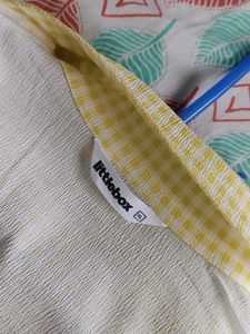 Cute Yellow Gingham Lace Trim Top